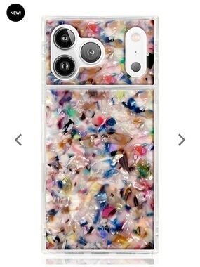 Flaunt Square Confetti Multicolor Resin Phone Case - Clear Frame